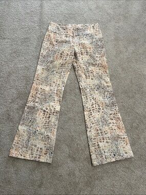 Early 2000s Neutral Snake-Print Flared Pants